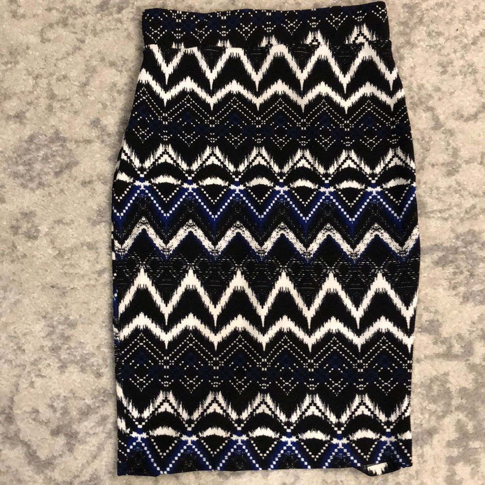Multicolored Black, blue and white skirt